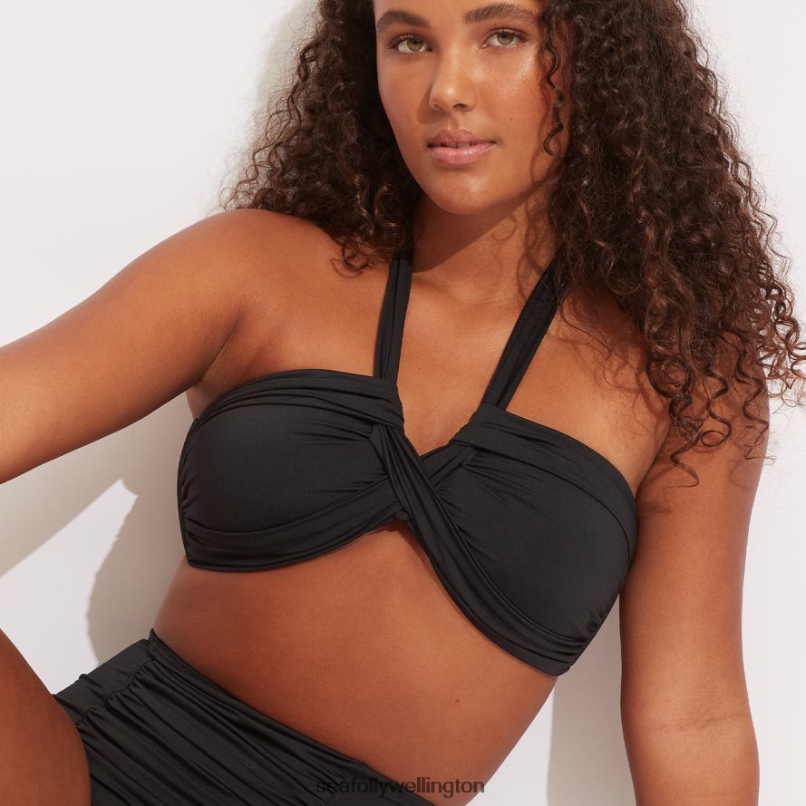 Seafolly Women Collective Halter Bandeau Swimwear Black LT08Z8192