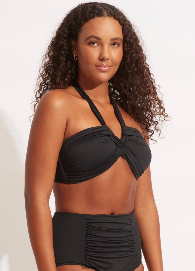 Seafolly Women Collective Halter Bandeau Swimwear Black LT08Z8192
