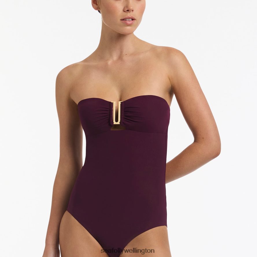 Seafolly Women Jetset Bandeau One Piece Swimwear Port LT08Z8111