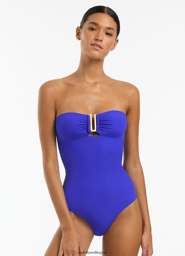 Seafolly Women Jetset Bandeau One Piece Swimwear Sapphire LT08Z87