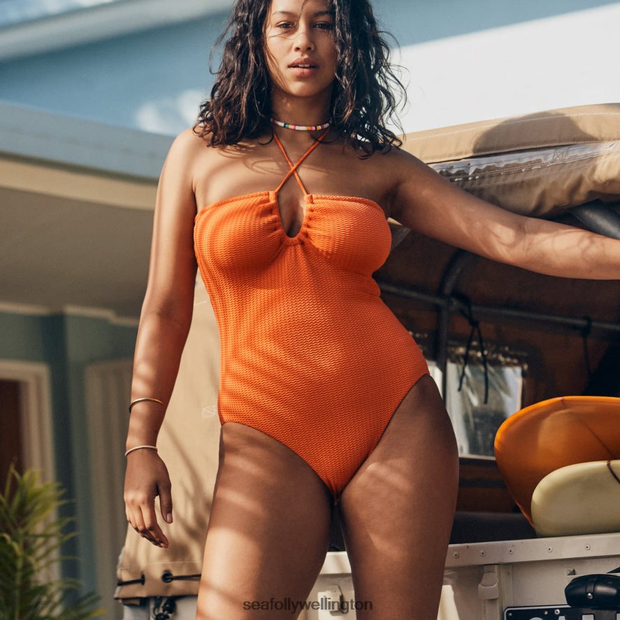 Seafolly Women Sea Dive Bandeau One Piece Swimwear Mandarin LT08Z863