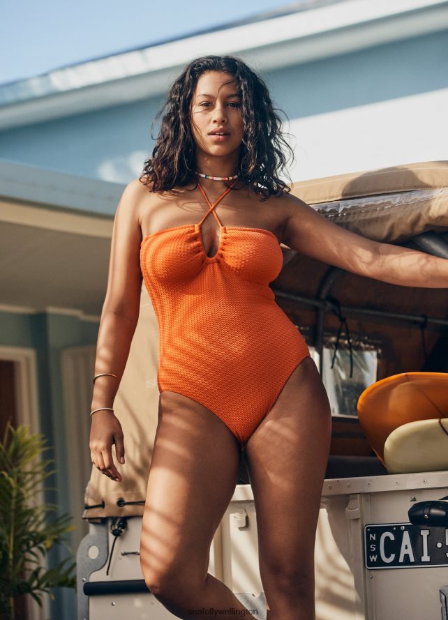 Seafolly Women Sea Dive Bandeau One Piece Swimwear Mandarin LT08Z863