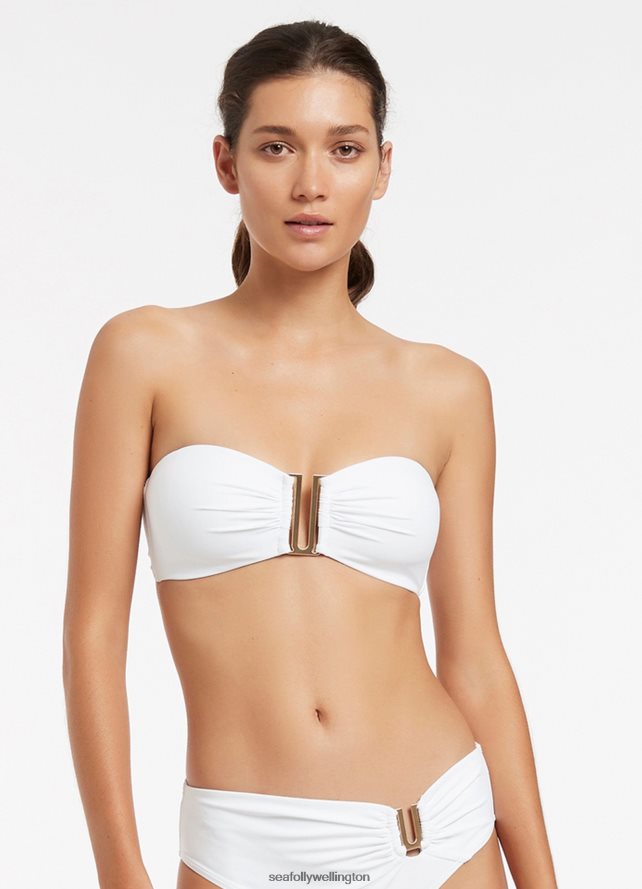 Seafolly Women Jetset Bandeau Bikini Top Swimwear White LT08Z8265