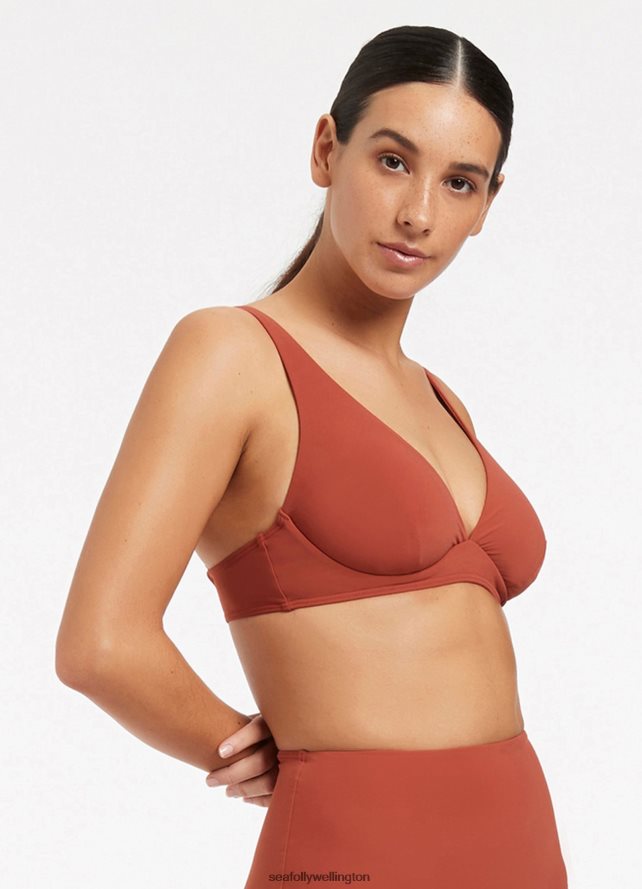 Seafolly Women Jetset D/Dd Underwire Bikini Top Swimwear Russet LT08Z8589