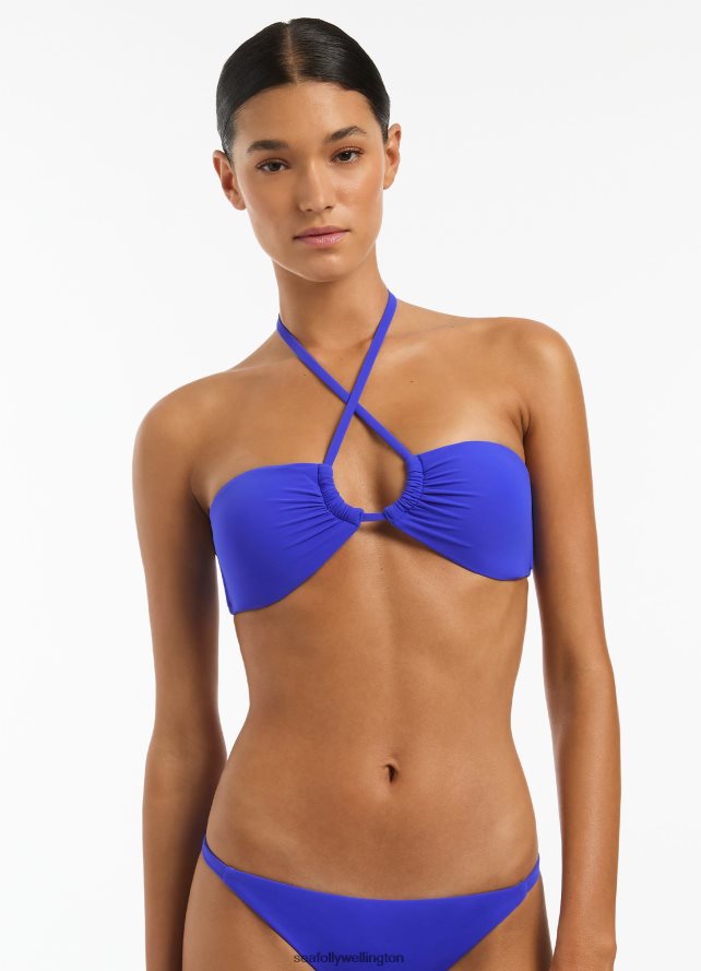 Seafolly Women Jetset Halter Gather Bikini Top Swimwear Sapphire LT08Z8269