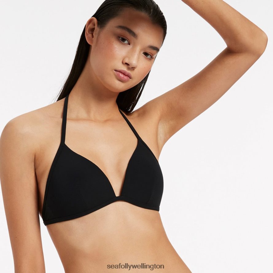 Seafolly Women Jetset Moulded Triangle Bikini Top Swimwear Black LT08Z8346