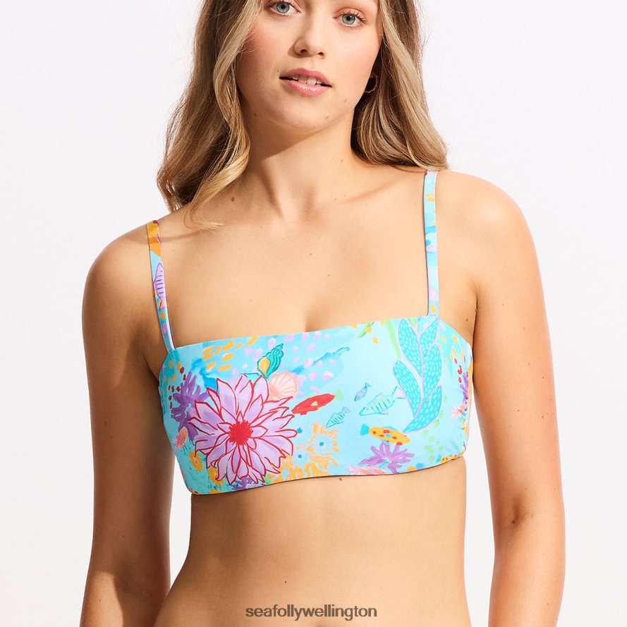 Seafolly Women Under The Sea Dd Tank Bikini Top Swimwear Blue Mist LT08Z8307