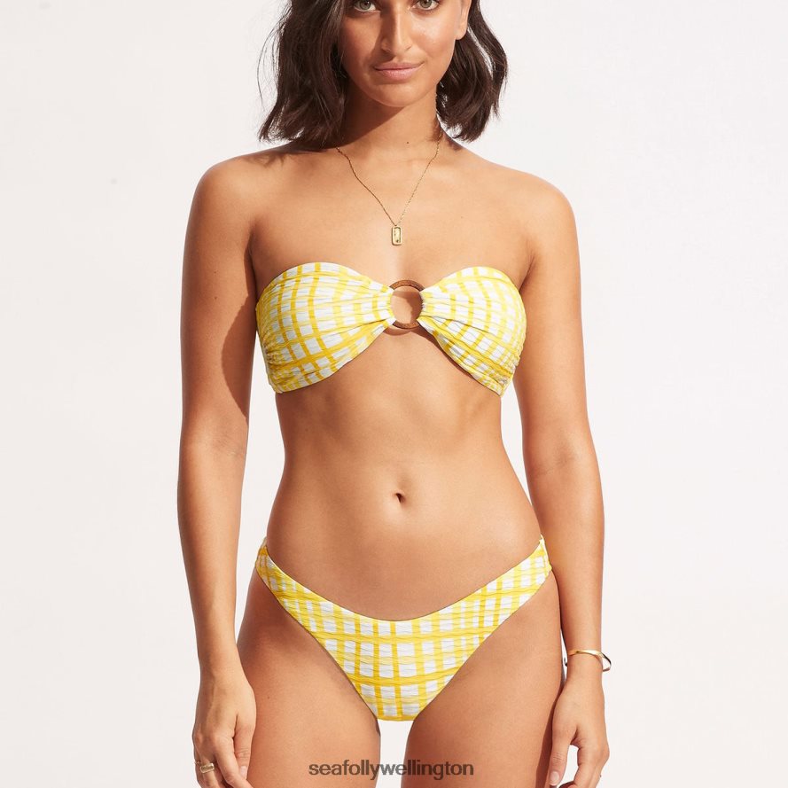 Seafolly Women Amalfi Check High Cut Pant Swimwear Lime Light LT08Z8595