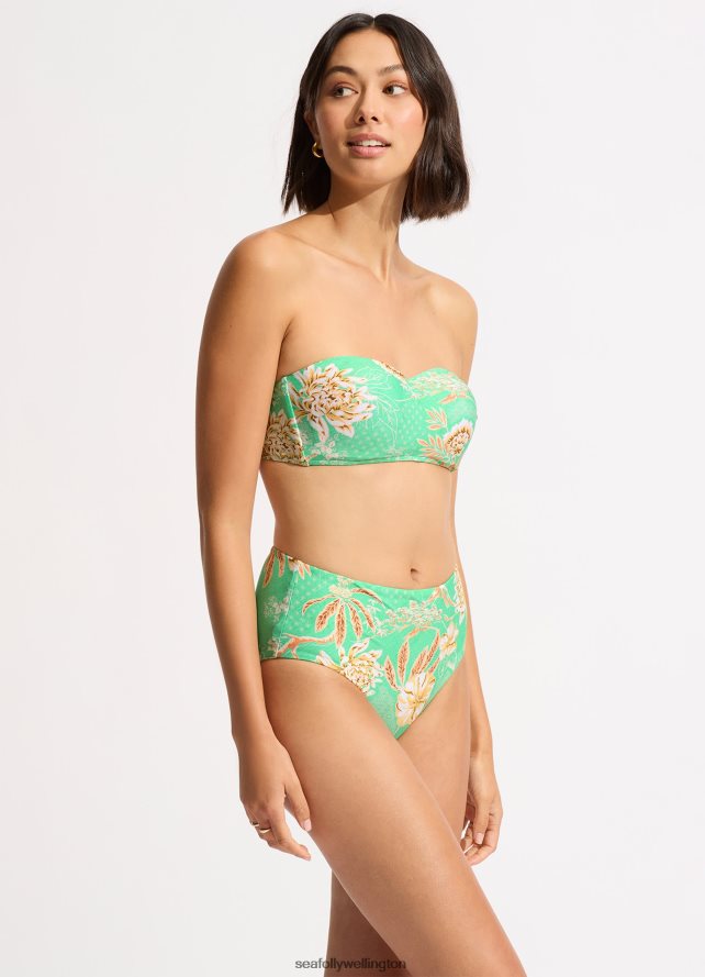 Seafolly Women Eden High Waisted Bikini Bottom Swimwear Mint LT08Z8184