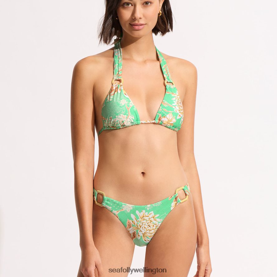 Seafolly Women Eden Ring Side Rio Bikini Bottom Swimwear Mint LT08Z8185