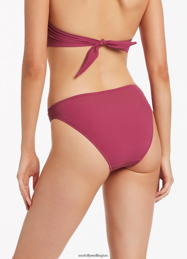 Seafolly Women Jetset Twist Front Bikini Bottom Swimwear Orchid LT08Z8553