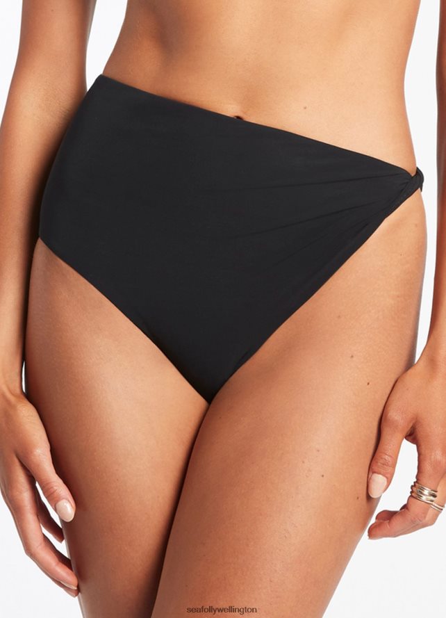 Seafolly Women Jetset Twist Side Pant Swimwear Black LT08Z8449