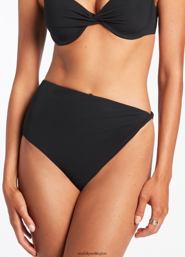 Seafolly Women Jetset Twist Side Pant Swimwear Black LT08Z8449