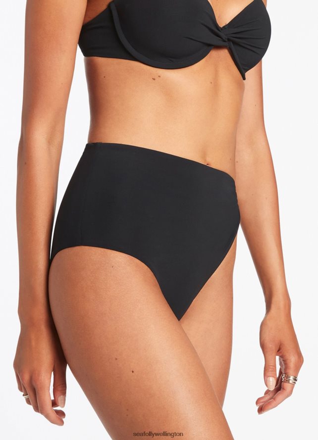 Seafolly Women Jetset Twist Side Pant Swimwear Black LT08Z8449
