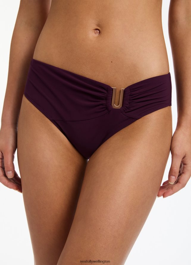 Seafolly Women Jetset U Trim Mid Pant Swimwear Port LT08Z8296