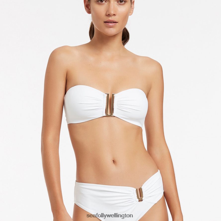 Seafolly Women Jetset U Trim Mid Pant Swimwear White LT08Z8257