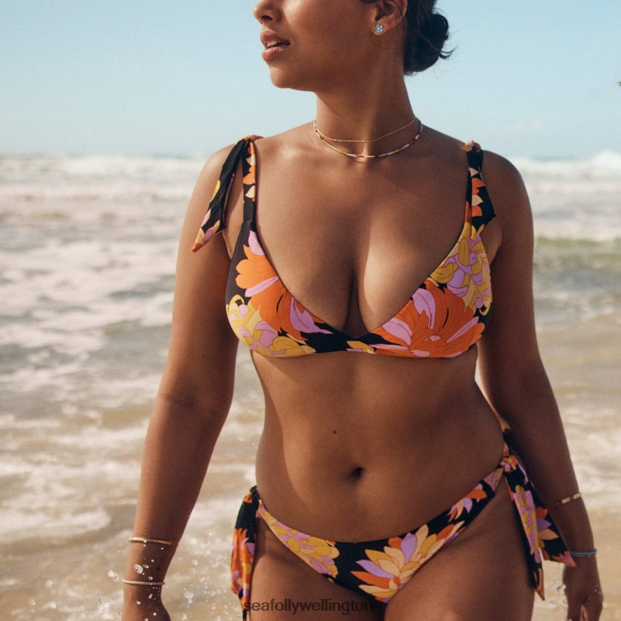 Seafolly Women Palm Springs Tie-Side Pant Swimwear Black LT08Z8429