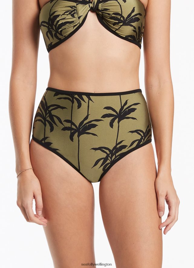 Seafolly Women Palme High Waist Pant Swimwear Olive LT08Z8386