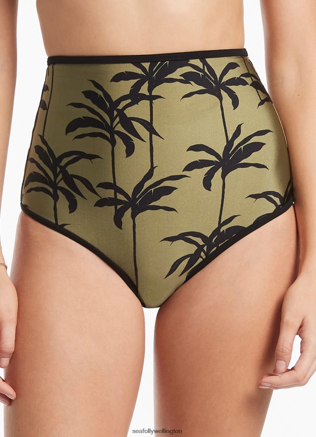 Seafolly Women Palme Ultra High Waist Pant Swimwear Olive LT08Z8544