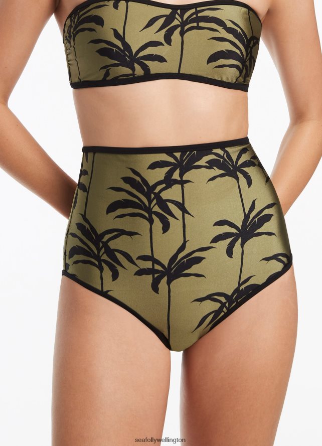 Seafolly Women Palme Ultra High Waist Pant Swimwear Olive LT08Z8544