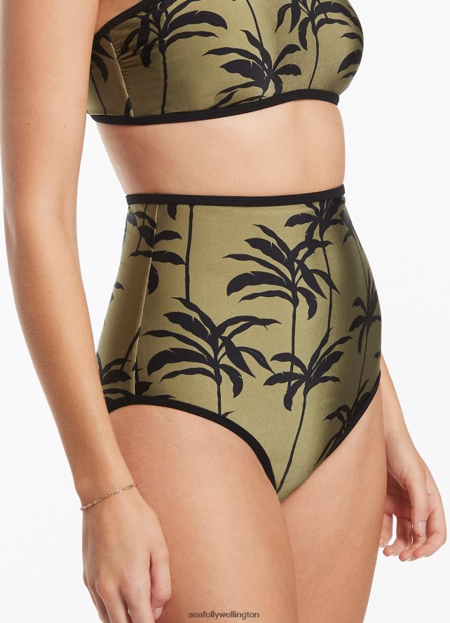 Seafolly Women Palme Ultra High Waist Pant Swimwear Olive LT08Z8544
