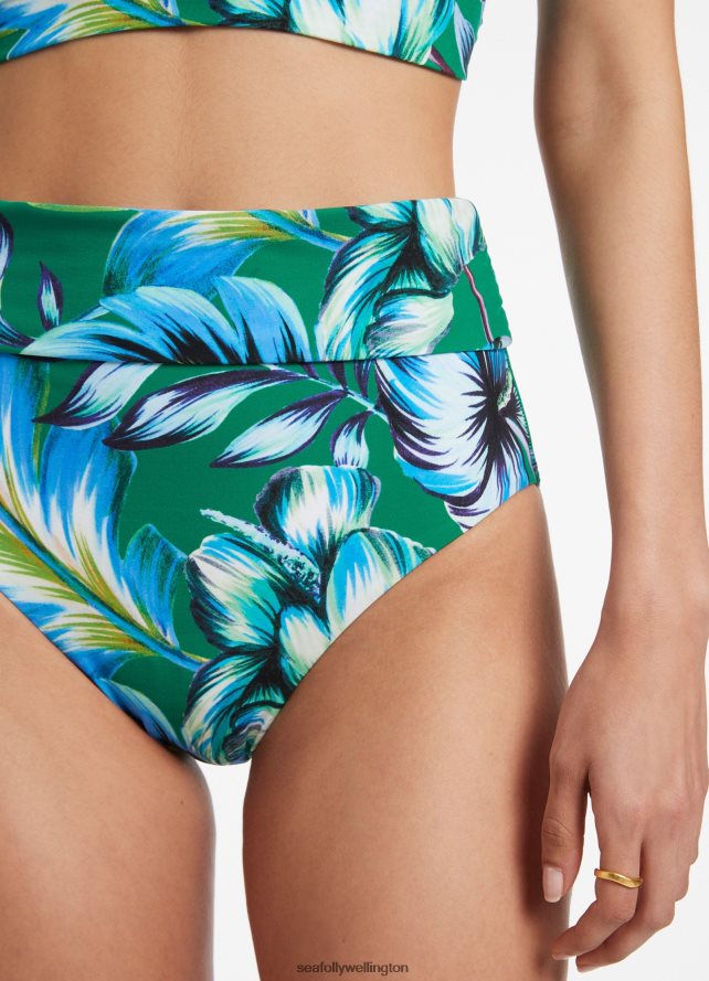 Seafolly Women Viva Fold Down Pant Swimwear Emerald LT08Z8626