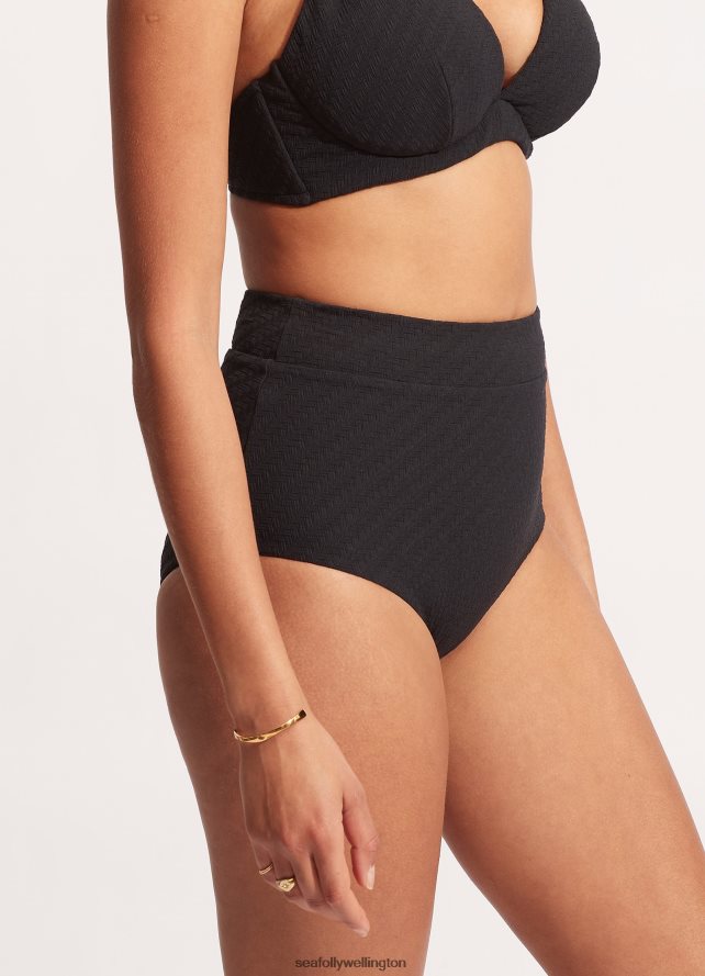 Seafolly Women Willow High Waisted Pant Swimwear Black LT08Z8343