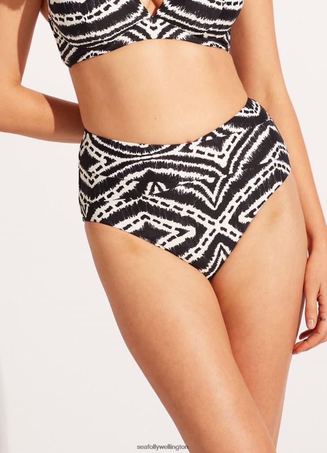 Seafolly Women Zanzibar High Waisted Pant Swimwear Black LT08Z8549