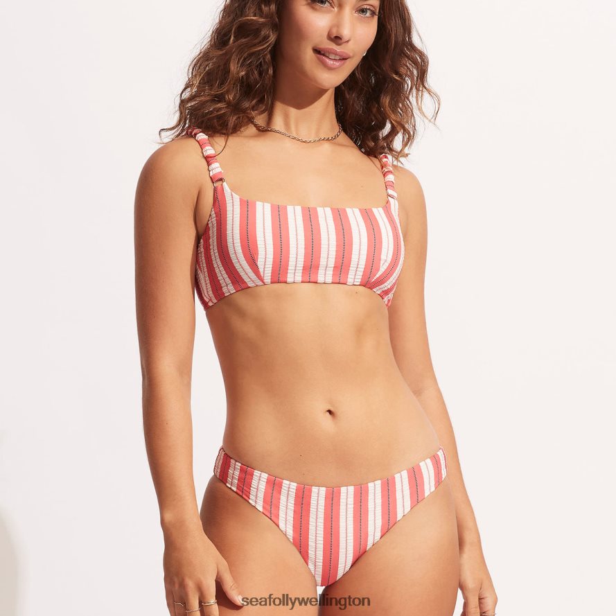 Seafolly Women Cabana Gathered Strap Bralette Swimwear Sunkissed Coral LT08Z8424