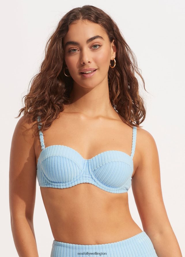 Seafolly Women Havana Bustier Bra Swimwear Powder Blue LT08Z8569