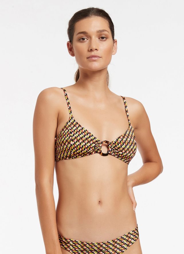 Seafolly Women Nomadic Lights Trim Bralette Swimwear Citron LT08Z8471