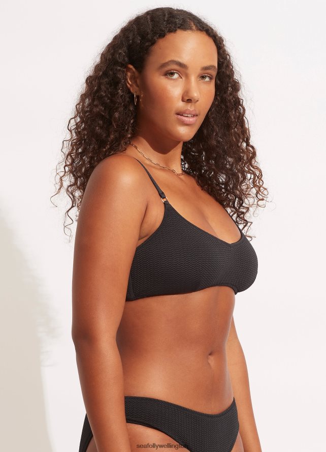 Seafolly Women Sea Dive Bralette Swimwear Black LT08Z8295