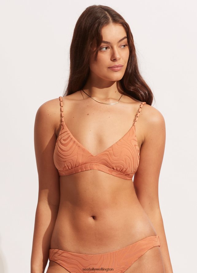 Seafolly Women Second Wave Fixed Tri Bra Swimwear Copper Tan LT08Z8606