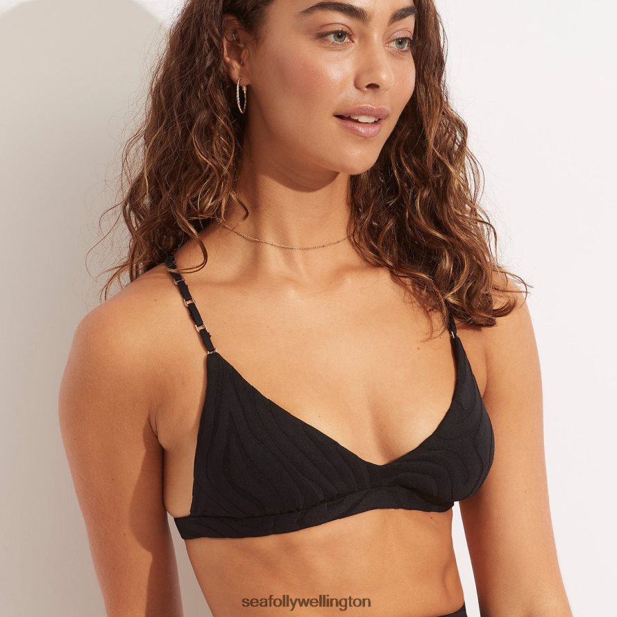 Seafolly Women Second Wave Fixedtri Bra Swimwear Black LT08Z8612