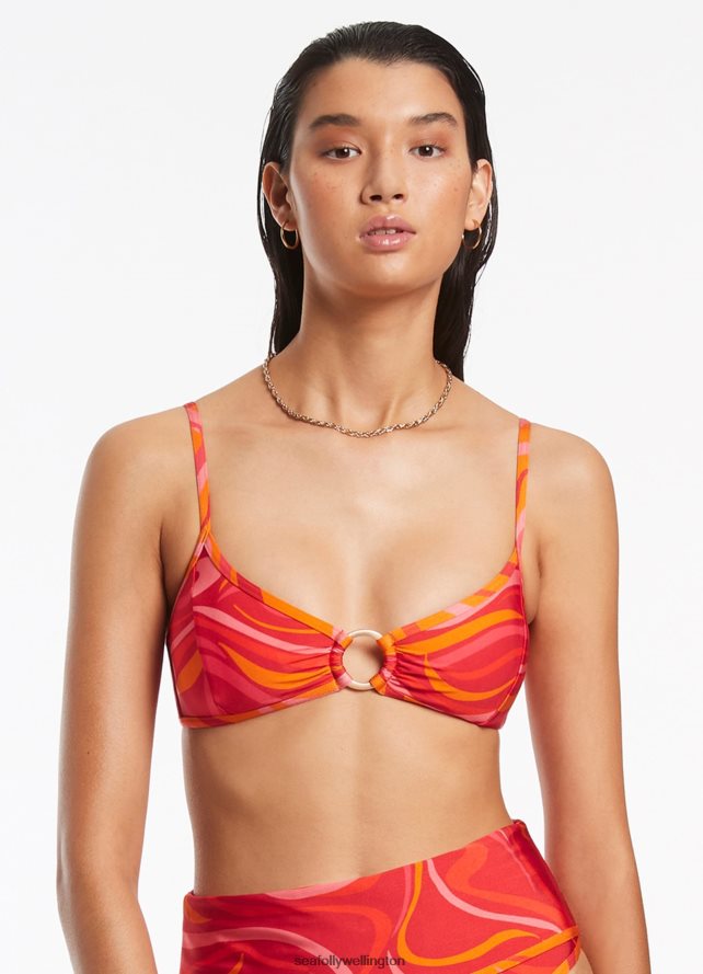 Seafolly Women Vortici Trim Bralette Swimwear Cherry LT08Z8558