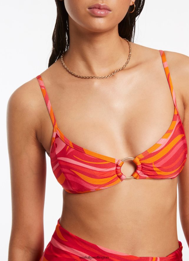 Seafolly Women Vortici Trim Bralette Swimwear Cherry LT08Z8558