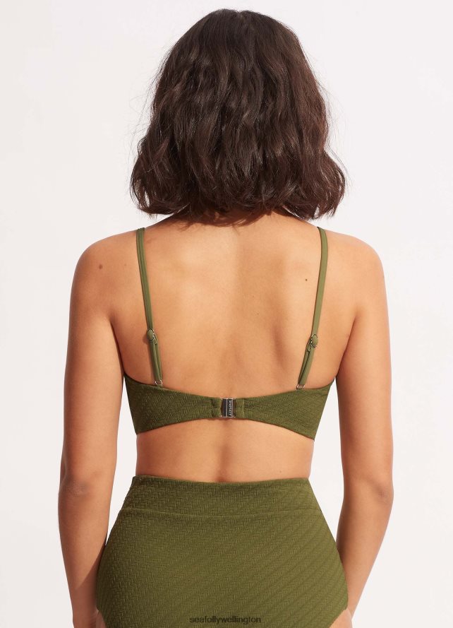 Seafolly Women Willow Banded Bralette Swimwear Avocado LT08Z8220