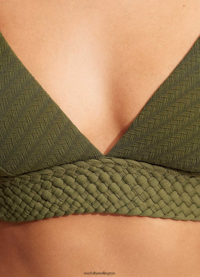 Seafolly Women Willow Banded Bralette Swimwear Avocado LT08Z8220