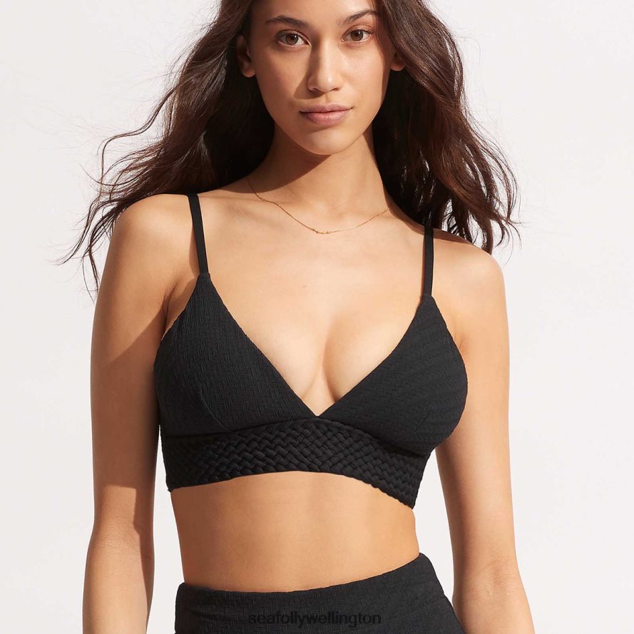 Seafolly Women Willow Banded Bralette Swimwear Black LT08Z8367