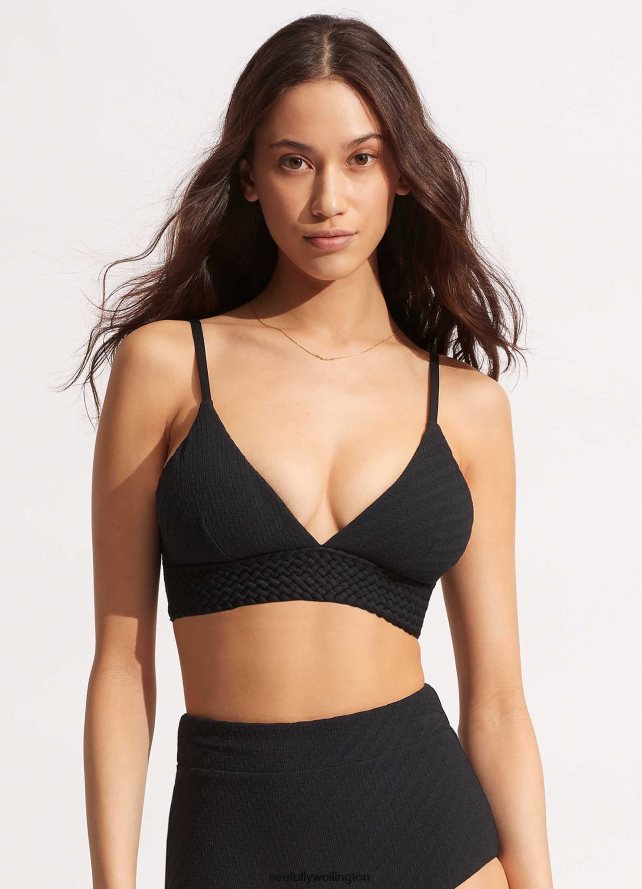 Seafolly Women Willow Banded Bralette Swimwear Black LT08Z8367