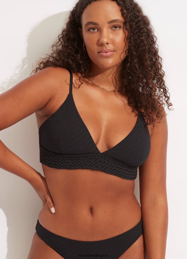 Seafolly Women Willow Banded Bralette Swimwear Black LT08Z8367