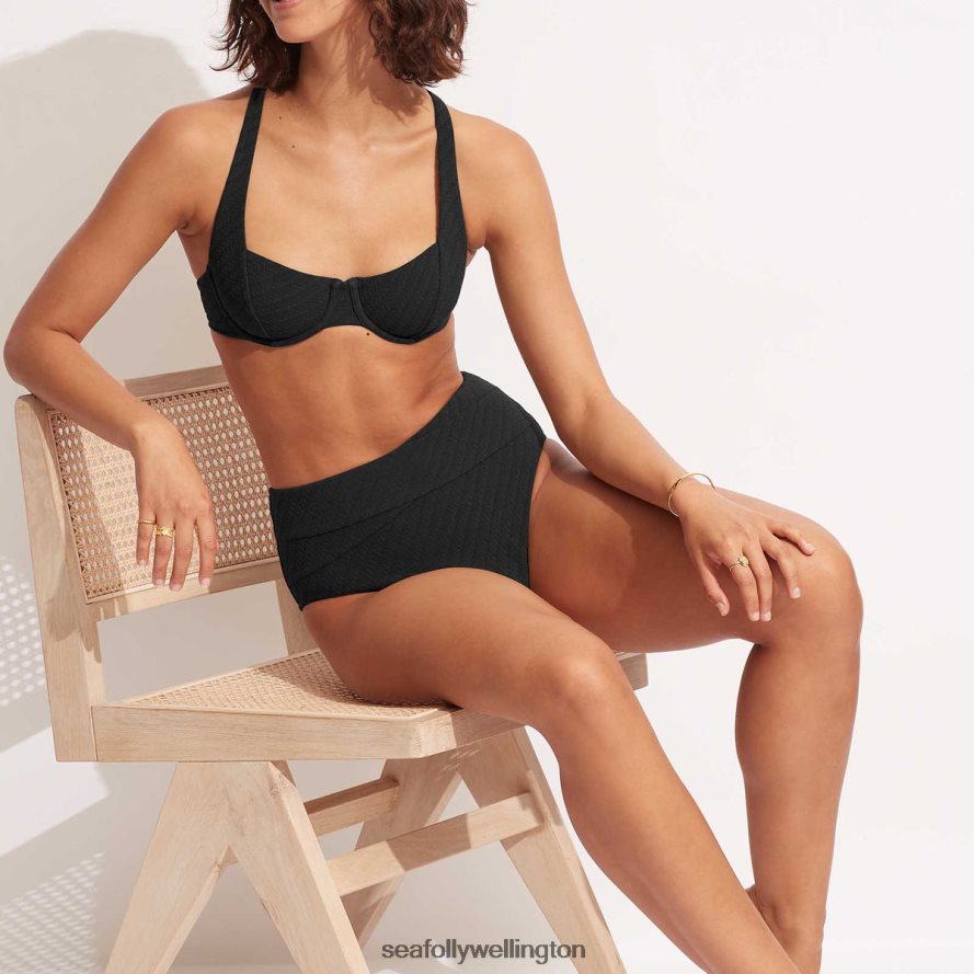 Seafolly Women Willow Underwire Bra Swimwear Black LT08Z8443