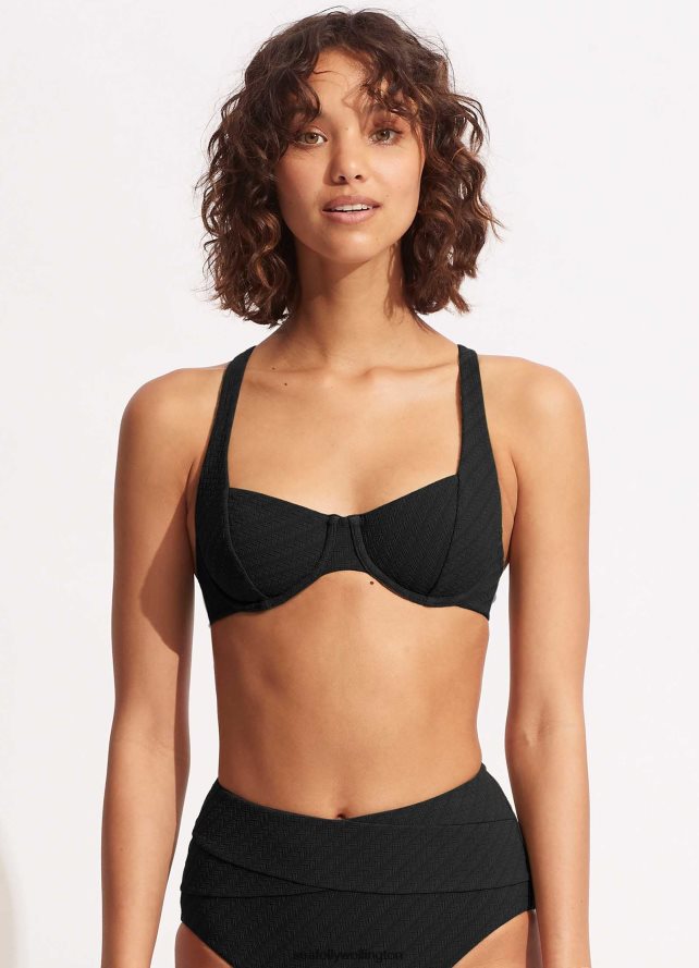 Seafolly Women Willow Underwire Bra Swimwear Black LT08Z8443