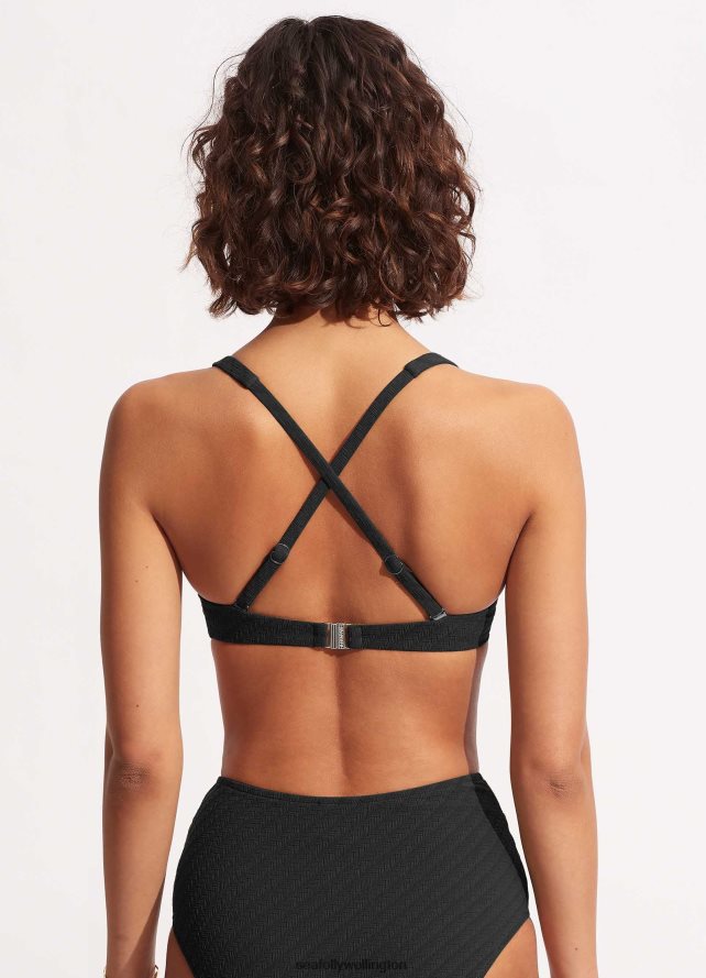 Seafolly Women Willow Underwire Bra Swimwear Black LT08Z8443