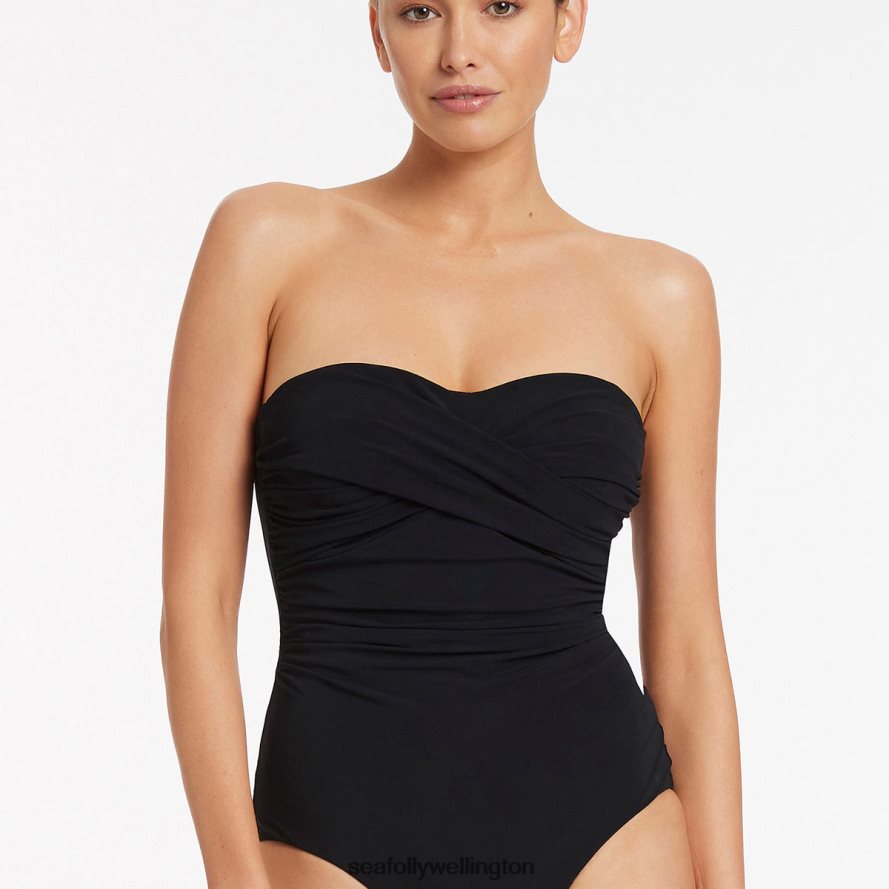 Seafolly Women Jetset D-Dd Twist Front One Piece Swimwear Black LT08Z865
