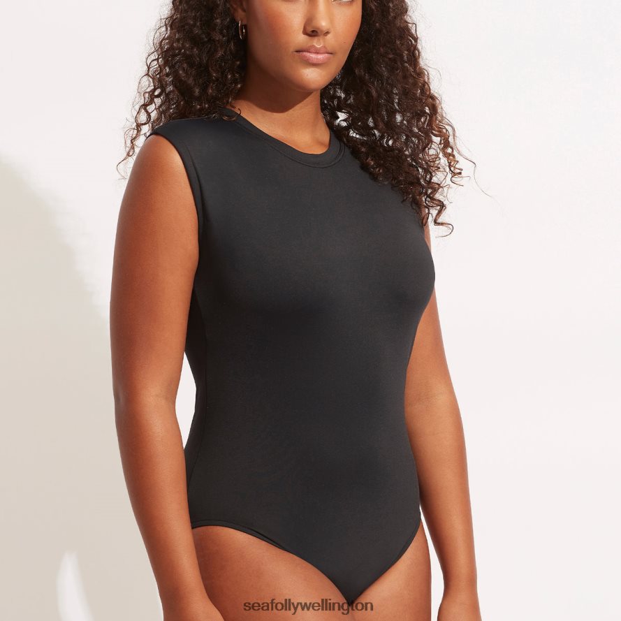 Seafolly Women Collective Cap Sleeve One Piece Swimwear Black LT08Z820