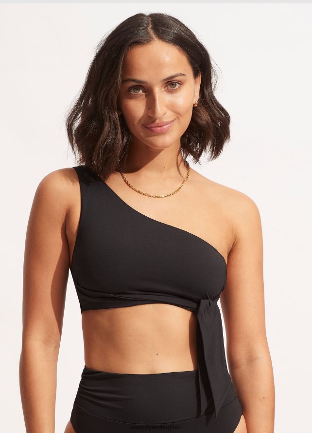 Seafolly Women Collective One Shoulder Top Swimwear Black LT08Z8207