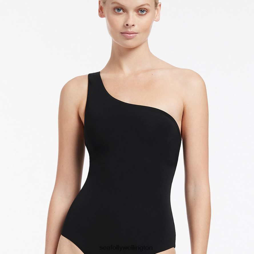 Seafolly Women Jetset One Shoulder One Piece Swimwear Black LT08Z8132