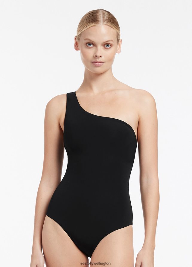 Seafolly Women Jetset One Shoulder One Piece Swimwear Black LT08Z8132