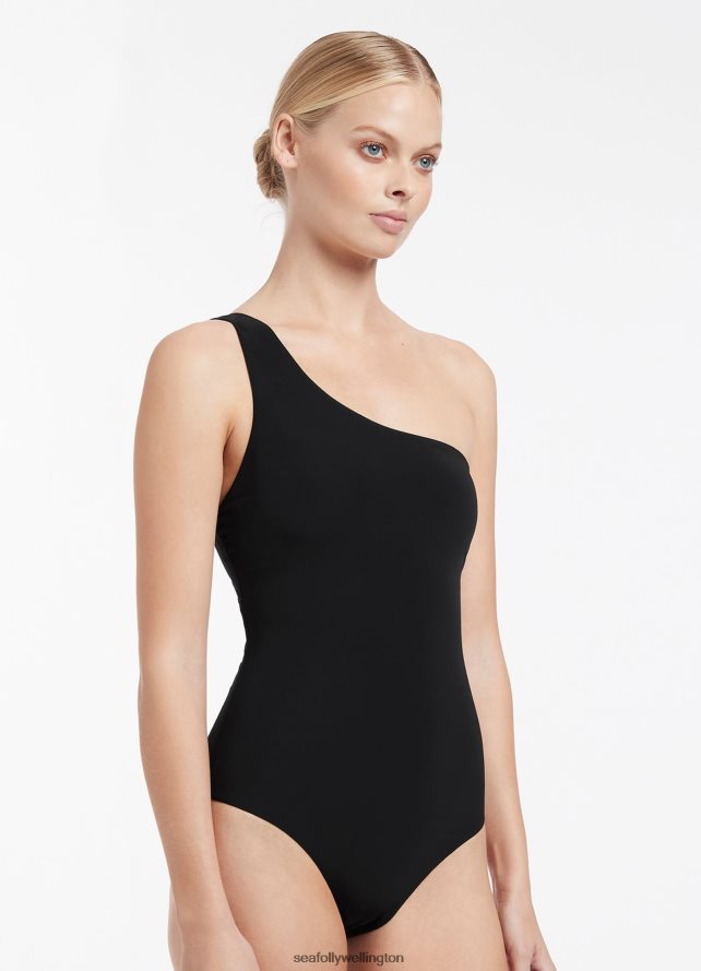 Seafolly Women Jetset One Shoulder One Piece Swimwear Black LT08Z8132